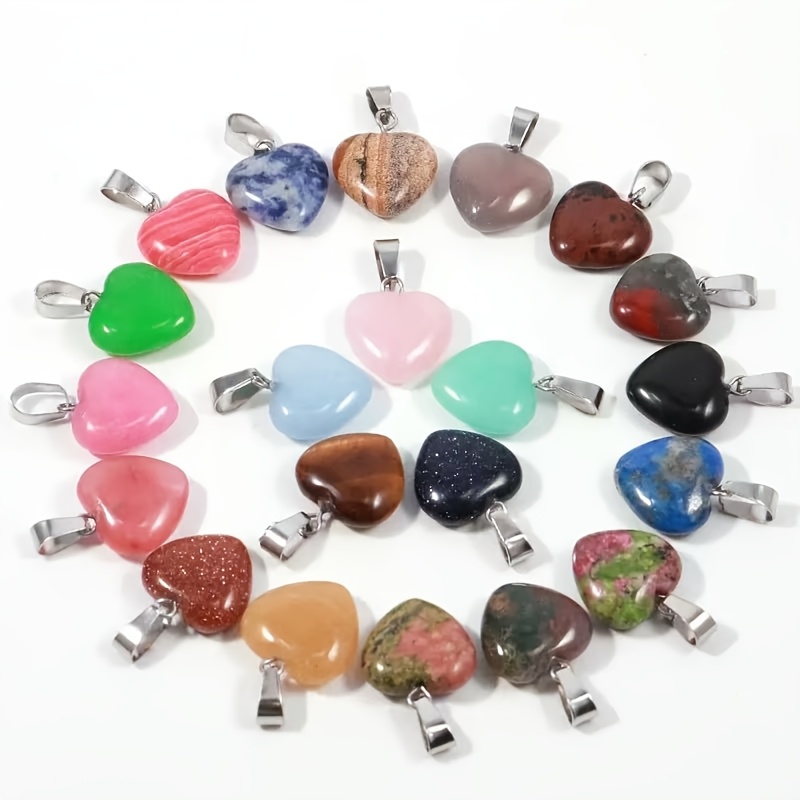 Natural Stone Heart-Shaped Pendant Set for DIY